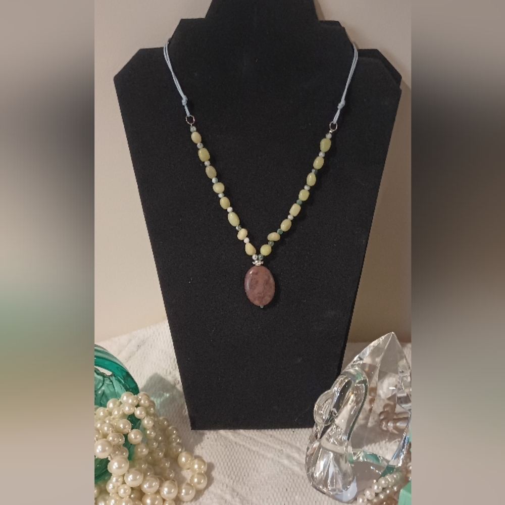 Glass Lampwork Bead Necklace / Mix Of Glass, Acrylic, Gemstones Beads - Picture 5 of 12